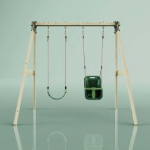 Schaukel Lilie aus Holz – Doppelschaukel – 50 kg Maximalgewicht – 184 cm – 187 cm – 213 cm – Dunkelgrün