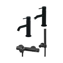 Conjunto Mezclador De Lavabo, Mezclador De Bidé Y Kit De Bañera En Negro Mate Gattoni Easy Kiteasyno7