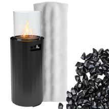 Planika - Bino Chauffage De Terrasse, Colonne De Feu, Cheminée À Gaz Propane Ou Gpl, Hauteur 102cm, 8kw Jet Black + Housse