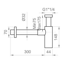 Sifone di scarico telescopico a bottiglia 1" 1/4 cromo – Telescopico, Bottiglia, Cromo, Ottone, Canotto regolabile – Ponsi