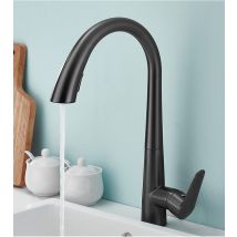 Wasserhahn Küche Mit Ausziehbarer Handbrause, 360° Drehbarer Küchenarmatur Mischbatterie, 2 Sprühmodi Spültischarmaturen - Schwarz