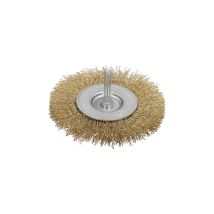 AFT – Spazzola in acciaio ottonato Disco ø 50 mm Punta da 1/4" – Diametro: 50 mm, Setole: Ø 0,3 mm
