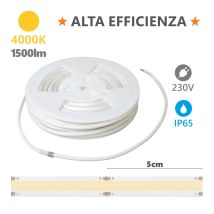 Alcapower Striscia Led 20m Hem Ip65 4000k 15w/m 1500lm/m 230v Serie Milky Ad Alta Efficienza Per Illuminazione Professionale Professionale
