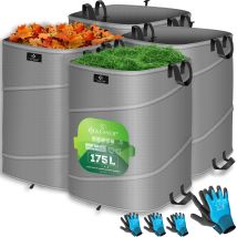 Kesser Sacchetto Pop-up Per Il Giardino Sacchetto Per Foglie Sacchetto Per Rifiuti Urbani Incl. Guanti Autoportante Con Manici Robusto E Pieghevole 