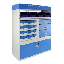 Monster Shop – Storm Metal Van Racking – 101.6cm W x 117.8cm H x 36cm D – 60kg Capacity – 4 Lockable Drawers – Universal Van Rack
