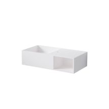 Steinberg – Lavabo mural Série 443 en Mineo Stone blanc mat – 800x400x200 mm – 1 trou de robinetterie, trop-plein