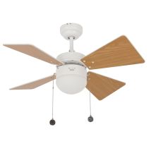 Beacon – Ceiling Fan Breezer with Light – 81 cm Diameter – 3 Speeds – Reversible White/Beech Blades – 220-240 V