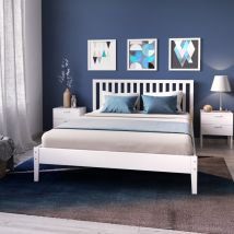 Bett Parker 140x190 / Weiß/ 196x147x90 Cm