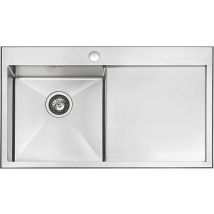 Jassferry Évier De Cuisine 1 Bac Acier Inoxydable, 860 X 510 Mm Égouttoir À Main Droite