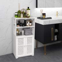 Armario Baño Almacenamiento Para Baño Con 2 Puertas 36x22x75cm Blanco