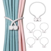 Fortuneville - 6 Pack Magnetic Curtain Tiebacks (white), Magnetic Curtain Clip For Home Office Decoration