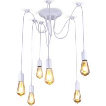 Lámpara De Techo Vintage Lámparas De Colgar Retro E27 Cada Cable Longitud Ajustable 1.5m (blanco) 6 Brazos