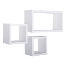 Ahd Amazing Home Design - Estantes Cúbicos Rectangulares De Pared Conjunto De 3 Pc Mod. Tribù Blanco