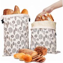 (pack Of 2) Reusable Beeswax Bread Bags, 43cm × 33cm Natural Beeswax Coated Cotton Preserving Bags For Homemade Bread And Bakery Products