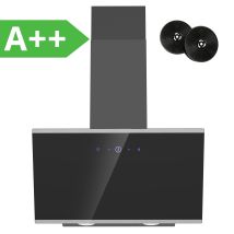 Cappa Aspirante 60 Cm - Ricircolo E Aspirazione - 400 M³/h - 3 Velocità - Filtro A Carboni Attivi Cc130 - Nero - Touch Screen - A++ - Firegas