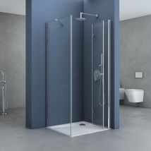 Doporro Box Doccia 80x80x190cm Con Piatto Doccia, Cabina Bagno Angolare Con Porte Girevoli A 180° Vetro Di Sicurezza Esg Vetro Trasparente R27