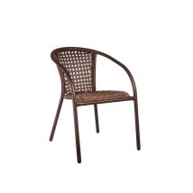 Sillón apilable de aluminio con imitación de mimbre marrón 53x57x78 cm – Ideal para exteriores