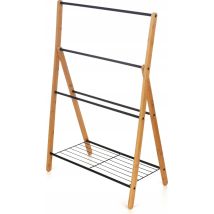 Kipit Zen Bagno Porta-asciugamani In Bambù Nero Naturale 37x60x90
