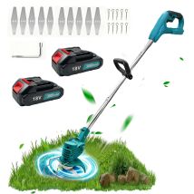 Strimmers Sans Fil, Coupe-herbe Sans Fil Coupe-herbe Arbre 18v Jardin Edger Électrique 2 Batterie Avec 2 Disques De Sie, 10 Lames Métalliques, 