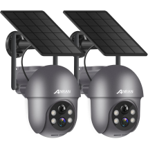 Anran 2k Überwachungskamera Aussen Akku Wlan, 360 Grad Schwenkbare Kabellose Überwachungskamera Mit Solarpanel, Pir Bewegungsmelder Mit Flutlicht, 2-