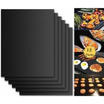 Barbecue Cooking Mat, Set Of 12 Barbecue And Oven Baking Sheets - 40 33 Cm Bbq Non-stick And Reusable Baking Sheets For Gas, Charcoal Or Electric 