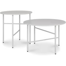 2er Set Beistelltisch Outdoor Ø 44x46cm + Ø 53x36cm, Hellgrau