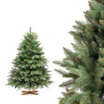 Künstlicher Weihnachtsbaum Nordmanntanne Premium, Mit Braunem Stamm Und Echtholz Baumständer - Fairytrees