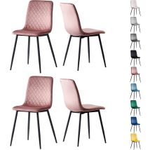 Mcc Direct - Esszimmerstühle Lexi Im 4er Set, Mit Samtbezug & Metallbeinen, Designstuhl, Rosa