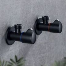 Valvola Ad Angolo, Valvole Di Riempimento Vasca In Rame Nero, Valvola Di Intercettazione Acqua Calda E Fredda, Montaggio A Ponte Per Cucina, Bagno, Wc