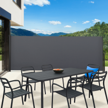Pantalla Plegable Retráctil Exterior 160 X 400 Cm Gris Antracita Persiana Lateral