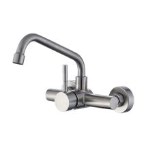 Wall Mounted Kitchen Sink Faucet, 304 Stainless Steel Kitchen Mixer Tap, Kitchen Faucet With Rotating Spout