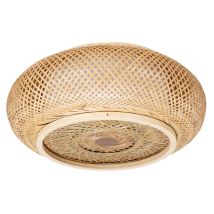 Toolight – Lámpara de techo APP1253-3C – 180 mm altura, 380 mm ancho, 3 puntos de luz, E27, metal y bambú