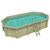 Piscine En Bois Nemo 7.3 X 3.97 - H.1.45 M, Sable, Cadre En Métal - Sans Dalle