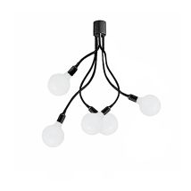Plafoniera Industrial-minimal-nordico Bulbo Metallo Nero Acrilico 5 Luci E27