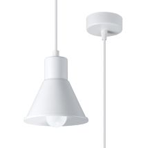 LEDBOX – Pendant Lamp – Classic Single Shade Design – E27 Max 15W – Steel – White – 14/14/120 cm
