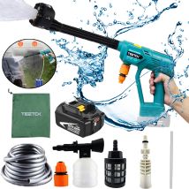 Elektrische Hochdruckreiniger, 6-in-1-düse, Kabelloser Auto-hochdruckreiniger, Wasserstrahlreiniger, Gartensprühwasserpistole, Mit 5,5-a-akku (kein 