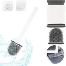 Escobilla De Baño De Silicona Para Baño Con Montaje En Pared, Mango Largo Blanco, Antibacteriana, Flexible, Plana, De Secado Rápido