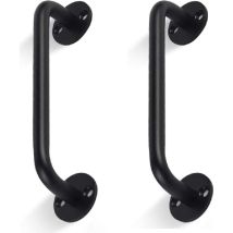 Lot De 2 Poignées De Porte De Grange Tubulaires - Noir - Barre D'Appui Pour Porte Coulissante, Porte De Garage