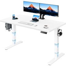 Plateau De 140 X 70 Cm, Bureau Réglable En Hauteur Huanuo, Plateau Intégral, Bureau Électrique, Hauteur Réglable De 60 À 125 Cm, Piètement À 3 Niveaux