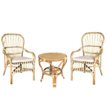 Okaffarefatto - Salón Manao Madera De Bambú 2 Sillones Y 1 Mesa Con Cojín Gratuito
