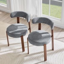 Lote De 2 Sillas De Comedor Con Patas De Madera, Acolchadas, En Lino Gris