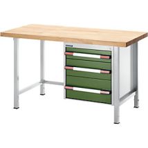 Banco da lavoro Eurokraft Pro – Regolabile in altezza 840-1040 mm – Piano in faggio massello 40 mm – Portata 1250 kg