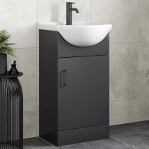 Alpine - Black Bathroom Furniture Vanity Unit With Basin 450mm