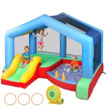Aiyaplay Castillo Hinchable Para Niños Con Soplador, Tobogán, Cama Elástica, Piscina De Pelotas, Juego De Aros, Toldo, Para Exterior, 290x230x200 Cm