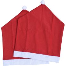 Stuhlhussen Weihnachtsmützen – Set aus 2 Stück – 24,5 x 31,5 cm – Rote Polyesterbezüge – Festliche Dekoration für Weihnachten