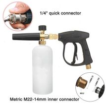 Hochdruck-schaumpistole Für Schneewaschanlagen Mit M22-gewindeanschluss. Hochdruckreinigerpistole Und 1-liter-schaumflasche Mit Verstellbarer Lanze.