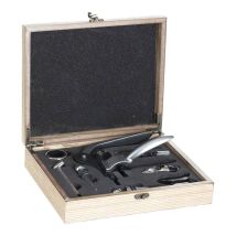 Set de accesorios de vino en caja de madera – 9 piezas – Sommelier – Regalo ideal para amantes del vino