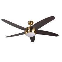 Gmbh Melton Ventilatore Da Soffitto 13422010132 Con Telecomando Incluso, Rivestimento Di Color Ottone, Pale Marrone Scuro Wanaque, 132 Cm - Pepeo