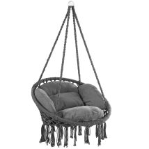 Detex Sedia Sospesa Ø60cm Giardino Dondolo Girevole A 360° Certificato Gs Poltrona Pensile 150kg Cuscino 2 Anelli In Acciaio Oscillante Vari Colori 