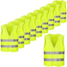 Confezione Da 10 Giubbotti Di Sicurezza Riflettenti Giallo Fluorescente, Ad Alta Visibilità Per Ciclisti, Automobilisti, Corridori, Netturbini, Ecc., 